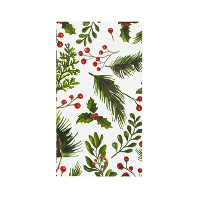 100 Christmas Paper Napkins Xmas Pine Branch Red Berries Disposable Guest Napkins Red Green Winter Greenery Leaves Party Hand Towels for Holiday New Year Christmas Party Supplies