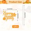 12 Pack Glitter Happy Thanksgiving Cake Toppers, 4.1x5.9 Inches Glittery Festival Thanksgiving Day Food Picks, Large Autumn Harvest Theme Desserts Decorations for Holiday Party Supplies view 2