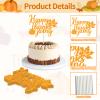 12 Pack Glitter Happy Thanksgiving Cake Toppers, 4.1x5.9 Inches Glittery Festival Thanksgiving Day Food Picks, Large Autumn Harvest Theme Desserts Decorations for Holiday Party Supplies view 3