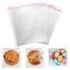 200Pcs Clear Cookie Bags with Seal: 4x4 Inches Clear Resealable Individual Cellophane Bags for Packaging Cookie Candy Treat Goodie and Favors, Self Adhesive Wrappers view 1