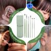 CAJDEOPYE Ear Cleaner,Satinless Steel 360 Spiral Earwax Cleaner Tool Set with Pu Leather Case,Household Creative Portable Ear Cleaning Kit for Men and Women /1437, Brown, 464895 view 4