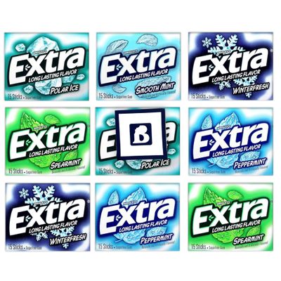 Bitetwist Assorted Chewing Gum, Mint Gum Variety pack Of Extra Long Lasting Flavors, Sugar Free, Receive 5 Flavors (9 Pack), 1 Sticker Of Our Logo, Package by Bitetwist