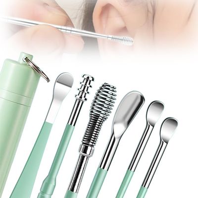 CAJDEOPYE Earwax Cleaner Tool Set,2024 Upgrade Stainless Steel Ear Cleaner Sets,Household Portable Manual Ear Wax Removal Kit for Men and Women /1459, Green, 464895