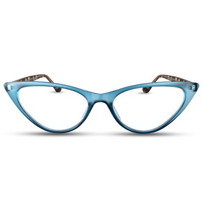 2SeeLife Small Cat Eye Reading Glasses for Women  Narrow-Medium Fit, Sturdy Frame, Spring Hinges, Premium Funky Readers, Turquoise, +1.25