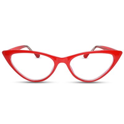 2SeeLife Small Cat Eye Reading Glasses for Women  Narrow-Medium Fit, Sturdy Frame, Spring Hinges, Premium Funky Readers, Red, +2.75