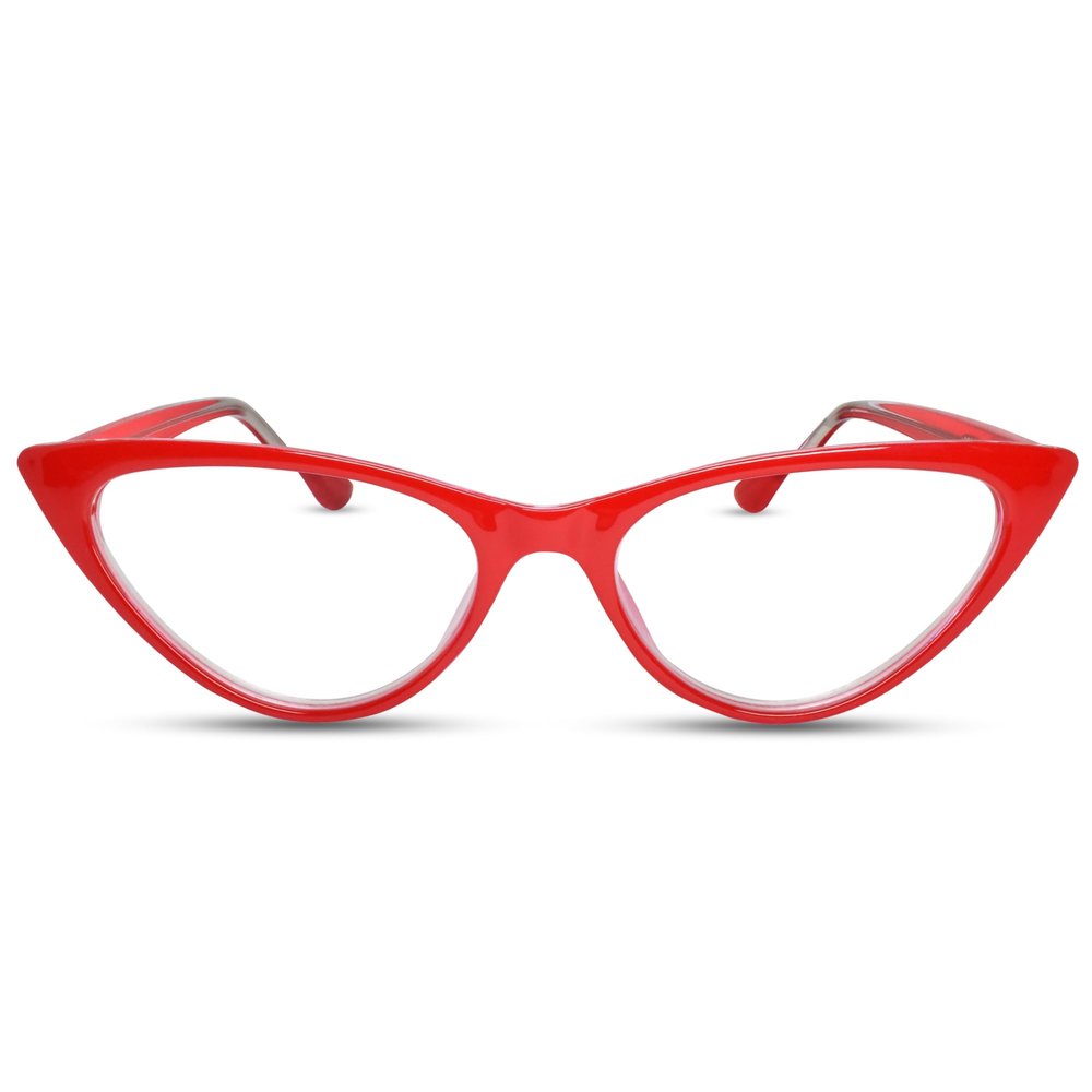 2SeeLife Small Cat Eye Reading Glasses for Women Narrow-Medium Fit, Sturdy Frame, Spring Hinges, Premium Funky Readers, Red, +2.75