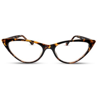 2SeeLife Small Cat Eye Reading Glasses for Women Narrow-Medium Fit, Sturdy Frame, Spring Hinges, Premium Funky Readers, Brown Tortoise, +2.00