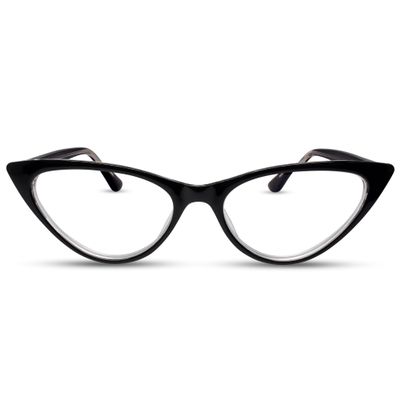 2SeeLife Small Cat Eye Reading Glasses for Women  Narrow-Medium Fit, Sturdy Frame, Spring Hinges, Premium Funky Readers, Black, +2.25