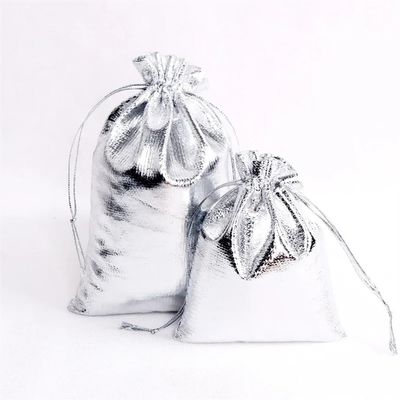 100pcs Multi Size Gold Silver Drawstring Gift Bag Suitable For Jewelry Packaging Bags Wedding Party Decoration Bag(Silver bag,17x23cm)