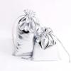 100pcs Multi Size Gold Silver Drawstring Gift Bag Suitable For Jewelry Packaging Bags Wedding Party Decoration Bag(Silver bag,17x23cm) view 1