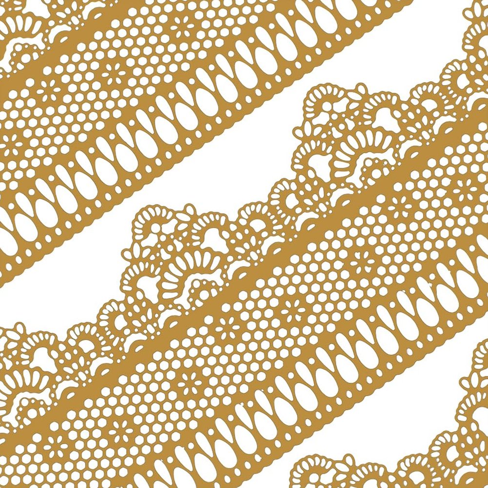 Funshowcase Ready to Use Edible Cake Lace Lattice with Small Daisy Golden 14-inch 5-piece Set