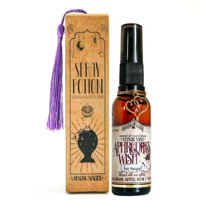 Aphrodite's Wish Spray Potion | Auric Spray | Balance Heart Chakra and Manifest more Love | Love Magick & Love Spells | Essential oil & crystal blessed blend | 1 oz