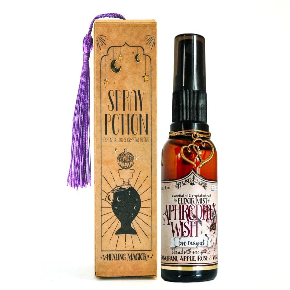 Aphrodite's Wish Spray Potion | Auric Spray | Balance Heart Chakra and Manifest more Love | Love Magick & Love Spells | Essential oil & crystal blessed blend | 1 oz