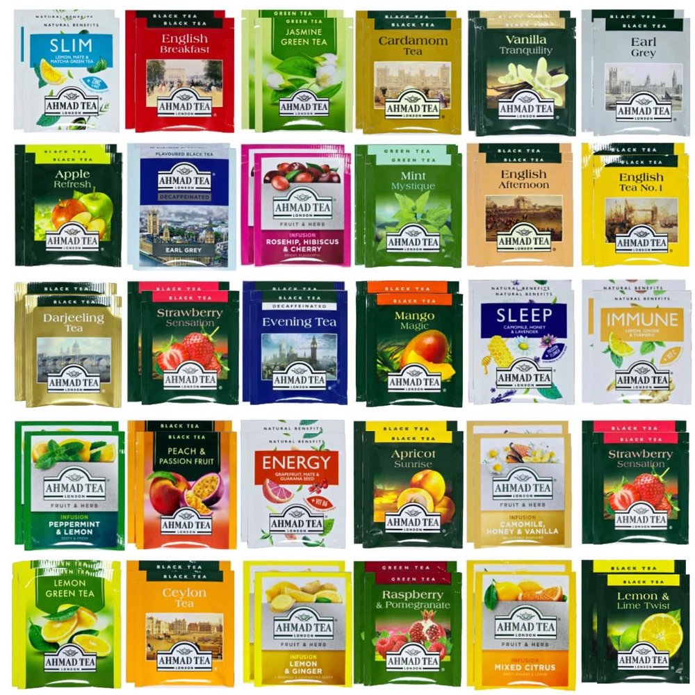 GB PRIME Ahmad Premium Tea Sampler Assortment Gift Box | 60 count | Prime Tea Variety - Earl Grey, Black, Fruit, Citrus, Green, Herbal, Strawberry and more