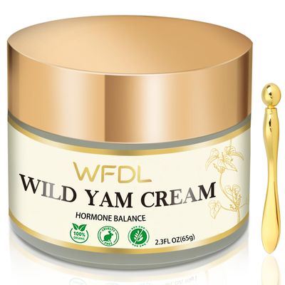 Organic Wild Yam Cream with Red Clover, Moisturizing Cream for Women, Includes Applicator (2.3 Ounce)