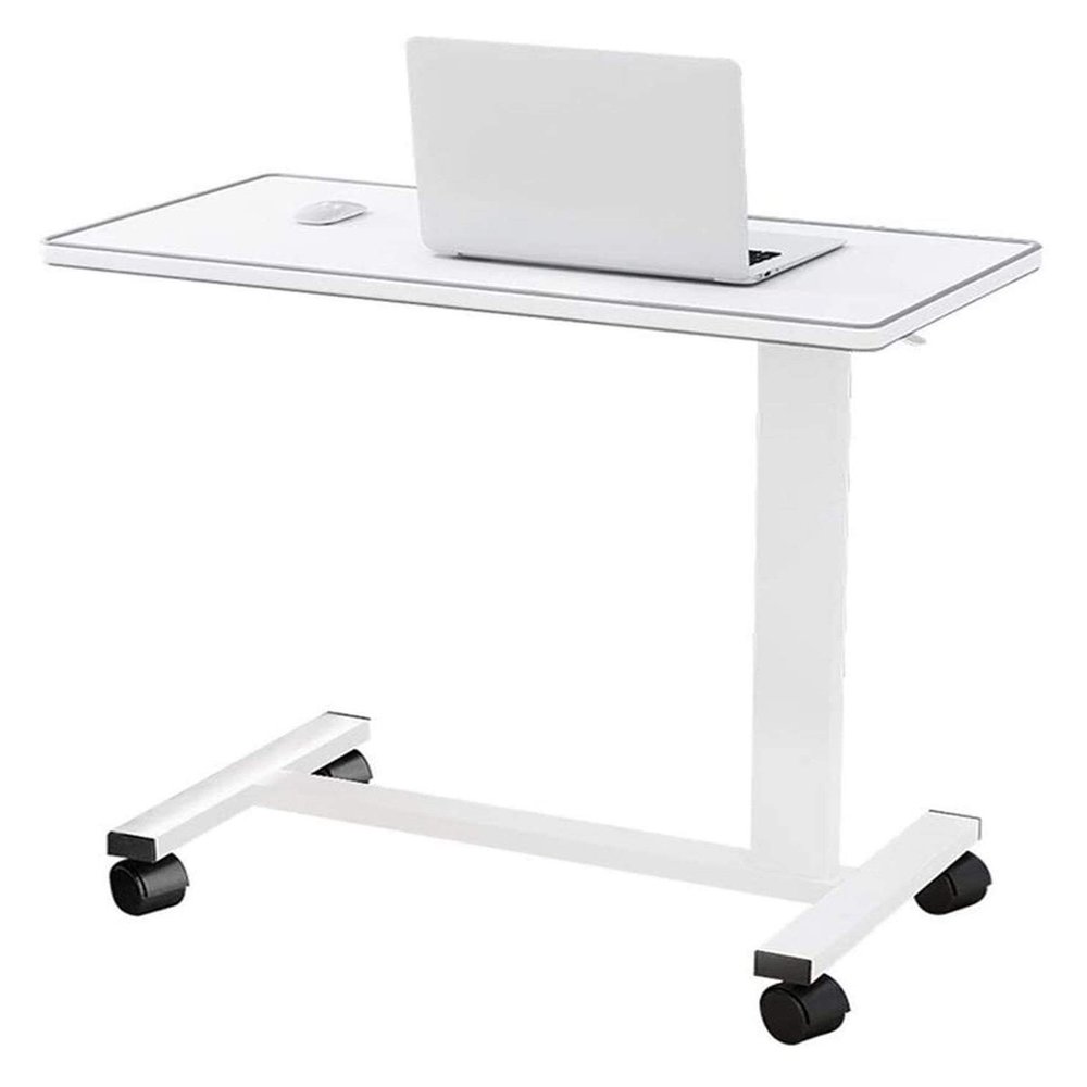 ZGSXQT Overbed Table Overbed Table Wheels Bedside Desk C-Shaped Base Laptop Desk Home Office Side Table Mobile Table Workstation Mobile Overbed Table with Castors for Bedroom, Living Room, Sof