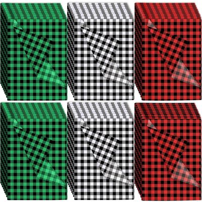Buffalo Plaid Wrapping Paper - 240 Sheets, Red, Green, White, Black - 20x20 inch - Gift Wrapping, DIY Gift Bags, New Year Decor