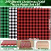Buffalo Plaid Wrapping Paper - 240 Sheets, Red, Green, White, Black - 20x20 inch - Gift Wrapping, DIY Gift Bags, New Year Decor view 2
