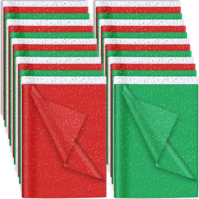 450 Sheets Christmas Tissue Paper Glittery Colorful Sparkle Gift Wrapping Paper Assorted Red Green White DIY Art Craft Paper for Christmas Party Wine Bottles Xmas Gift Decor, 20 x 20 Inch