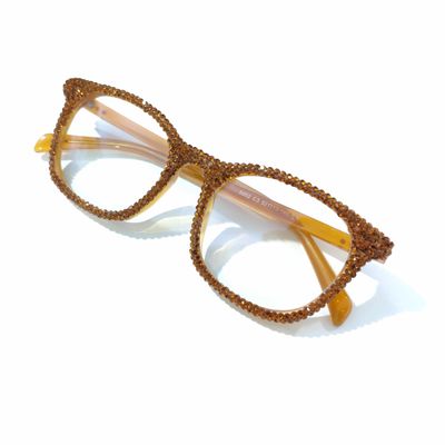 Melrose Bling Rhinestone Reading Glasses For Women Blue Light Blocking Reader Computer Diamond Eyeglass Y07 (brown, 2, x)