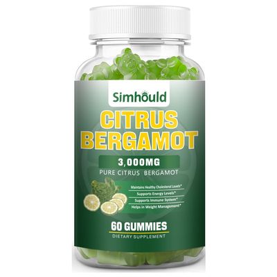 1 Pack Citrus Bergamot Gummies -3000MG Citrus Bergamot Extract Cholesterol Lowering Supplement for lmmune Support Healthy Anti-Aging, Hight Cholesterol Vegan Gummy 60 Counts Lime Flavor