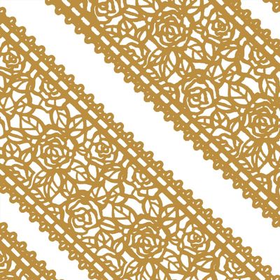 Large Pre-Made Ready to Use Edible Cake Lace Rose Blossom Golden 14-inch 5-piece Set