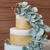 Large Pre-Made Ready to Use Edible Cake Lace Rose Blossom Golden 14-inch 5-piece Set view 4
