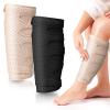 Hoolerry 2 Pcs Lymphedema Compression Wraps Calf Adjustable Brace 5 Strap Leg Wraps for Lymphedema Swollen Calf Garment Brace for Edema, Venous Insufficiency, Varicose Veins(Beige, Black,2xl) view 1