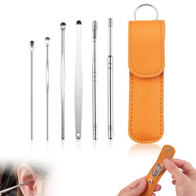 Ear Cleaner Kit for The Whole Family,2026 Earwax Cleaner Tool Set Ear Cleaning Kit with Pu Leather Case,Portable Ear Cleaner Earwax Removal Tools for Home Traveling (Yellow)