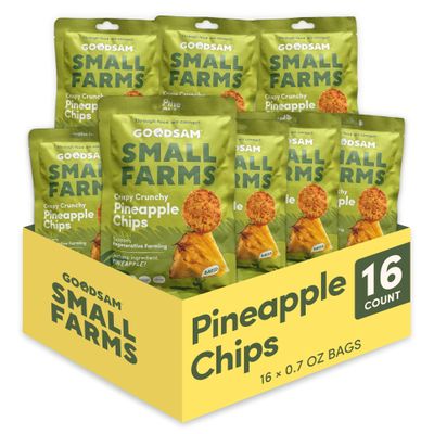 GoodSAM Baked Pineapple Chips, 0.7oz (Pack of 16) - Non GMO, Vegan, Regenerative Faming, Direct Trade