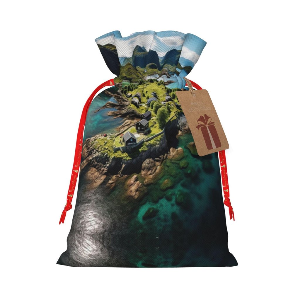 AOLXDE Norway Islands Drawstring Christmas Gift Bags Gift Packaging Pouches Party Supplies Goodie Bags Bag