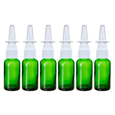 ADVANCED ASCENT Green Glass 1 oz with Nasal Sprayer - EMPTY, Refillable, Travel Size, Quality Glass! (6 Pack)