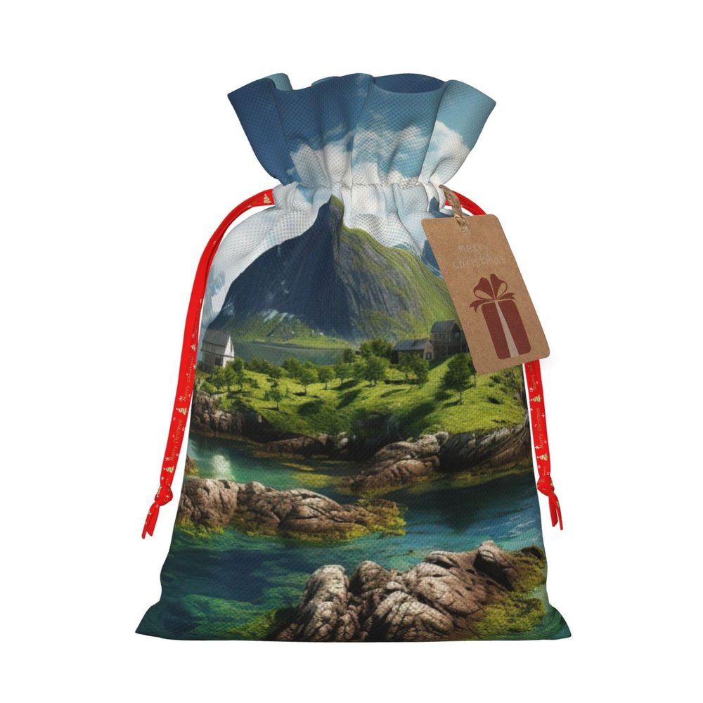 AOLXDE Norway Islands Drawstring Christmas Gift Bags Gift Packaging Pouches Party Supplies Goodie Bags Bag