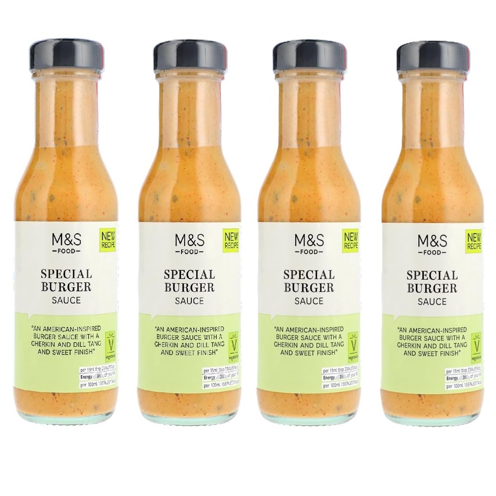 Special Burger Sauce, 250ml, Tangy Tomato and Mustard with Gherkins and Dill, Suitable for Vegetarians (4 Pack)