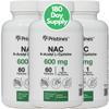 PRISTINE'S N-Acetyl L-Cysteine (NAC) 600MG (3 Pack) Immunity Support Supplement - 180-Day Supply - Potent Lung & Liver Antioxidant Supplement Capsules - Mood Support - Vegan, Glutern Free, Non GMO view 1