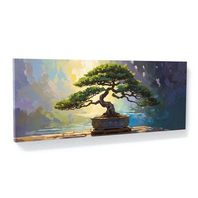 Sense Canvas Bonsai Tree Dappled Bonsai Glow 65 Canvas Art - Home Decor Wall Art Print Poster Painting Small 20x8 / 1.5"