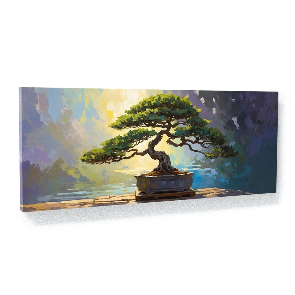 Sense Canvas Bonsai Tree Dappled Bonsai Glow 65 Canvas Art - Home Decor Wall Art Print Poster Painting Small 20x8 / 1.5"