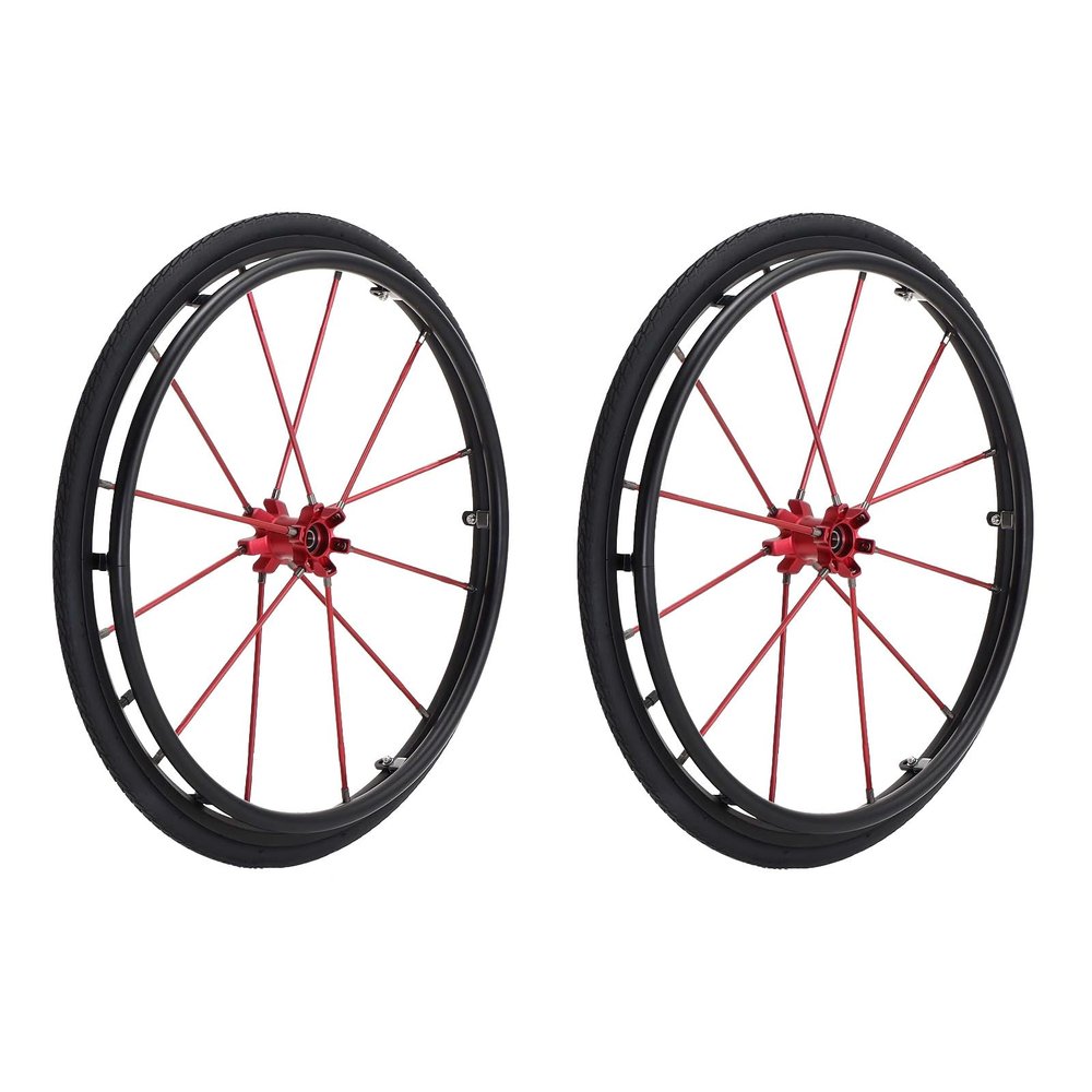1 Pair of 24inch Sport Wheelchair Rear Wheels, Wheelchair Wheel Replacement, Bearing 12.7mm (1/2"), Quick Release Pneumatic Tires