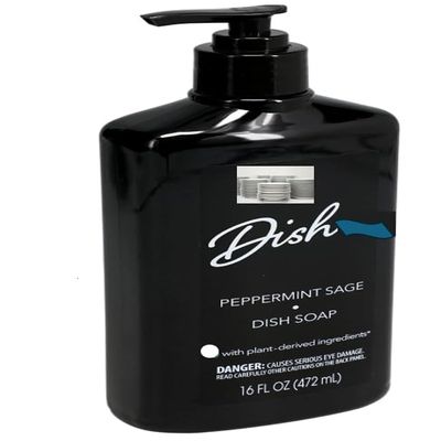 EBKAI Peppermint Sage Dish Soap, 16 oz - Plant-Derived Ingredients, Sparkling Clean Dishes, Long-Lasting Scent