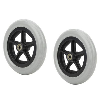 1 Pair 6/7/8inch Wheelchair Front Wheel Replacement Parts, Wear-Resistant Solid Casters, Polyurethane Non-Pneumatic Tires for Disabled Wheelchair, Walkers(Gray,7inch)