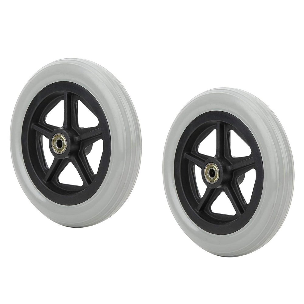 1 Pair 6/7/8inch Wheelchair Front Wheel Replacement Parts, Wear-Resistant Solid Casters, Polyurethane Non-Pneumatic Tires for Disabled Wheelchair, Walkers(Gray,7inch)