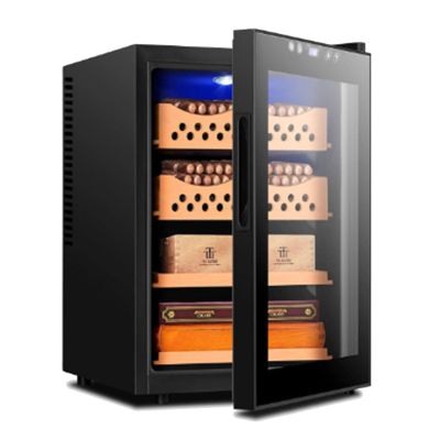ZyKnaurral Cigar Temperature Control Cabinet, Electric Cigar Humidor, with Cedar Cigar Basket, Dual-Core Refrigeration and Humidification, Can Accommodate About 300 Cigars,A
