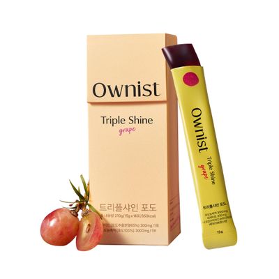 Ownist Triple Shine Grape Jelly On-The-Go - Targets Dark Spots & Skin Brightening, Contains Belight, Vitamins B, C - 14 Stick Packs