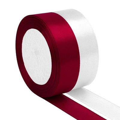 2pcs Red and White Ribbon 1 Inch X 50 Yards for Crafts, Valentines Day, Invitations, Bridal Bouquets, Party Decorations, New Year - School, Burgundy