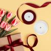 2pcs Red and White Ribbon 1 Inch X 50 Yards for Crafts, Valentines Day, Invitations, Bridal Bouquets, Party Decorations, New Year - School, Burgundy view 3
