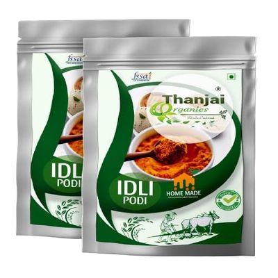 Thanjai Organics South Indian Idly Podi 200gm | Authentic South Indian Flavor | Versatile for Idli, Dosa, or Rice | Home Made Taste | 100% Natural, No Preservatives (Pack of 2-400gm)