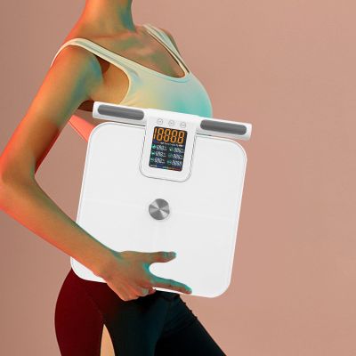 GUIAFUHYE Modern Style 8 Electrode Body Fat Scale,up to 396.83 lbs, Multifunctional Weight Scale,Intelligent Electronic Scale, (White,13.39 * 13.39 * 1.84 in)