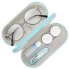 MoKo Double Eyeglass Case, Contact Lens Case with Mirror Tweezers Remover, 2 in 1 Double Sided Portable Contact Lens Box Holder Container Soak Storage Kit Sunglasses Pouch for Men & Women, Light Blue view 1