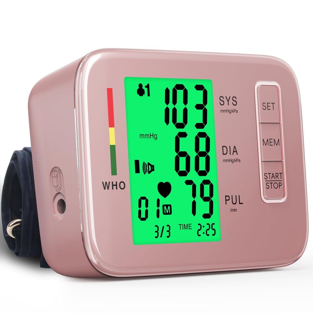 Blood Pressure Monitors,Pink Blood Pressure Machine Bp Cuff Automatic Upper Arm with 8.7-16.5 inches Adjustable Automatic High Blood Pressure Cuff for Home Use 2 x 90 Sets Memory (Blue BP Cuff)