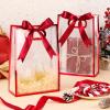 Aliceset 12 Pcs Clear Plastic Gift Bag with Die Cut Handles Reusable PP Favor Bag with Ribbon for Graduation Wedding Bridal Birthday Baby Shower Party Small Business, 7x10x3.15 Inch(Red) view 4